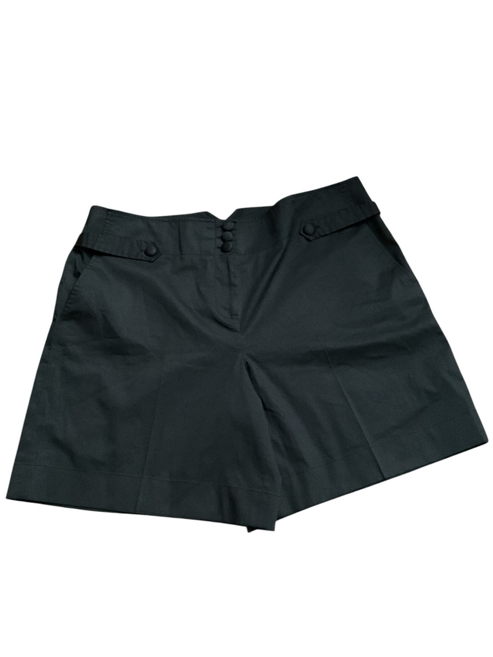 LOFT Black Tailored Bermuda Shorts with Button Waist